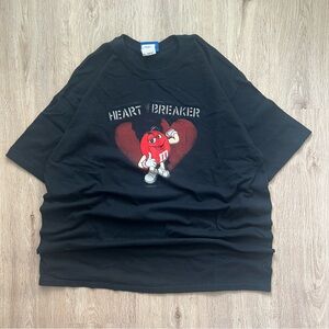 Vintage 90s M&M’s Heartbreaker T Shirt Heart Breaker Red M&M Black Tee Size XL